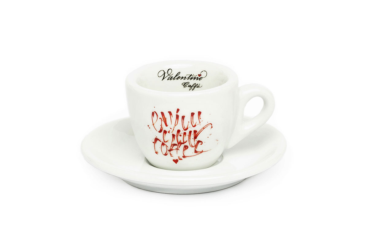 Tazzine da caffe con calligrafia Marta Lagna